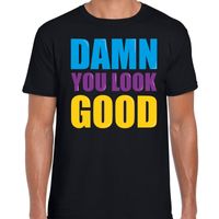 Damn you look good fun tekst t-shirt zwart heren - thumbnail