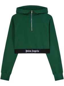 Palm Angels hoodie crop à bande logo - Vert