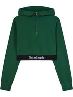 Palm Angels hoodie crop à bande logo - Vert - thumbnail