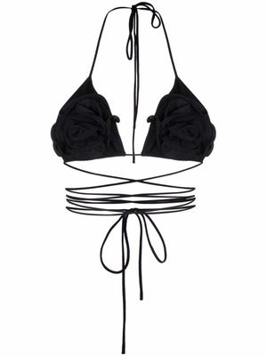 Magda Butrym haut de bikini à fleurs - Noir