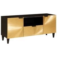 TV-kast met lade met plank Zwart en Goud massief mangohout