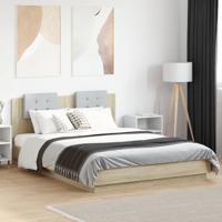 Bedframe met hoofdbord en LED sonoma eikenkleurig 150x200 cm