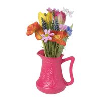 Vaasje met bloemen - donker roze - ø17x30 cm - thumbnail