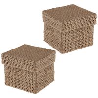 Cadeaudoosje Natural - Bruiloft bedankje - 8x stuks - jute - 5 x 5 cm - thumbnail