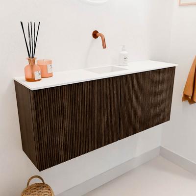 Toiletmeubel Mondiaz Joya | 100 cm | Meubelkleur Walnut | Faye wastafel Talc Midden | Zonder kraangat(en) Toiletmeubel Mondiaz Joya | 100 cm | Meubelkleur Walnut | Faye wastafel Talc Midden | Zonder kraangat(en)