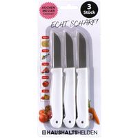 Haushaltshelden keukenmesjes/schilmesjes - 3x - RVS - wit - 16 cm