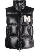 Moncler gilet matelassé à patch logo - Noir