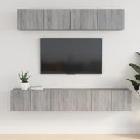 5-delige Tv-meubelset bewerkt hout grijs sonoma eikenkleurig