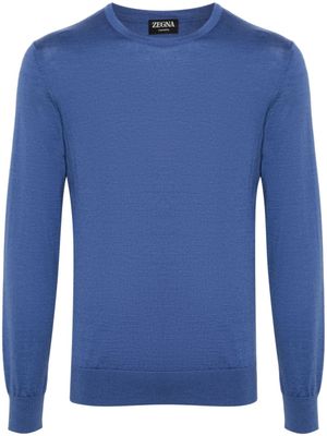 Zegna pull chiné à bords nervurés - Bleu