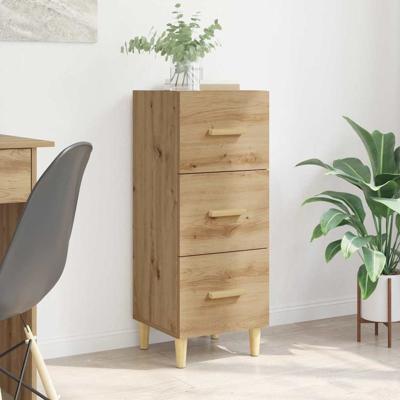 Dressoir artisanaal eikenkleurig 34.5 x 34 x 90 cm Bewerkt hout
