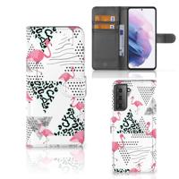 Samsung Galaxy S21 Plus | Telefoonhoesje | Met pasjeshouder | Flamingo Triangle