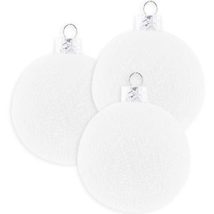 3x Witte Cotton Balls kerstballen 6,5 cm kerstboomversiering