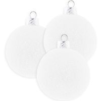 3x Witte Cotton Balls kerstballen 6,5 cm kerstboomversiering - thumbnail