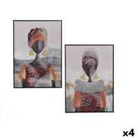 Canvas Gift Decor Rood Grijs Oranje Vrouw 50 x 3 x 70 cm (4 Stuks)