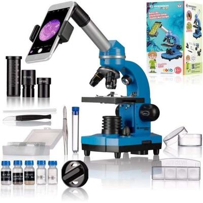 BIOLUX SEL studentenmicroscoop - BRESSER JUNIOR - vergroting 40x-1600x - experimenteerset - blauw