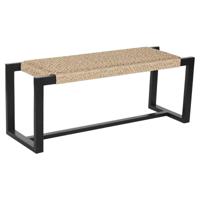 Kruk Home ESPRIT Zwart Synthetische vezel Vezel Teakhout 120 x 40 x 45 cm - thumbnail