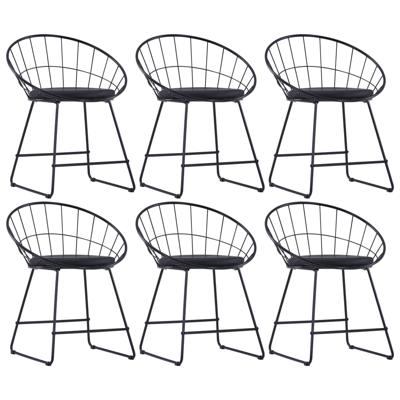 Eetkamerstoelen met kunstleren zittingen 6 st staal zwart