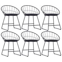 Eetkamerstoelen met kunstleren zittingen 6 st staal zwart