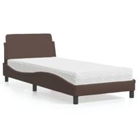 Bed met matras "Dover" kunstleer bruin 90x190 cm