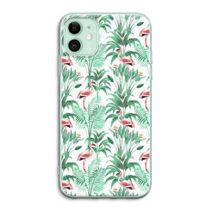 Flamingo bladeren: iPhone 11 Transparant Hoesje