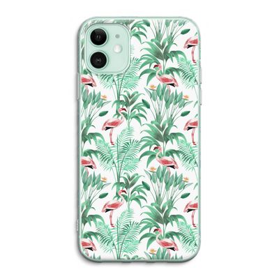Flamingo bladeren: iPhone 11 Transparant Hoesje
