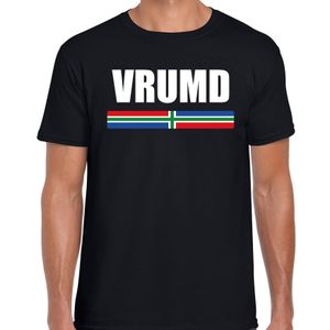 Vrumd met vlag Groningen t-shirts Gronings dialect zwart voor heren