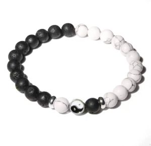 Yin Yang Armband met Witte Howliet en Zwarte Onyx Edelstenen - Sieraden - Spiritueelboek.nl