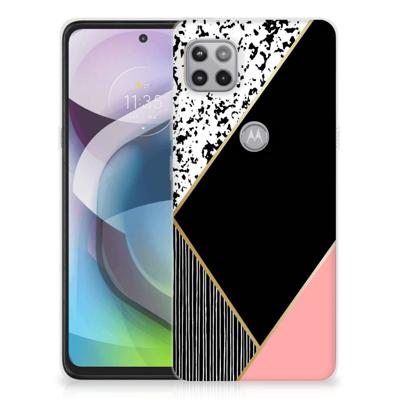 Motorola Moto G 5G | TPU Hoesje | Zwart Roze Vormen