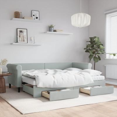 Slaapbank onderschuifbed en lades 80x200 cm fluweel lichtgrijs