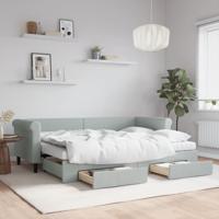 Slaapbank onderschuifbed en lades 80x200 cm fluweel lichtgrijs