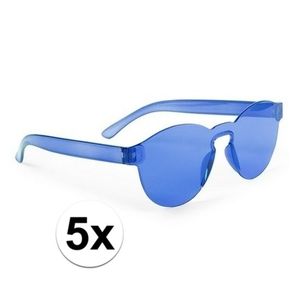 5x Blauwe verkleed zonnebrillen voor volwassenen   -