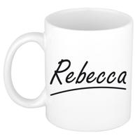 Rebecca Naam koffiemok - beker - met sierlijke letters - wit - 300 ml - Cadeau - Dames