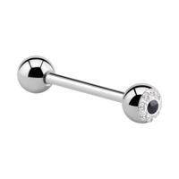 Barbell met Crystaline-balletje Chirurgisch Staal 316L Barbells - thumbnail