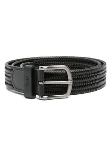 BOSS ceinture en cuir tressé à logo embossé - Noir