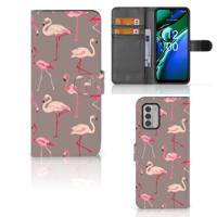 Nokia G42 | Telefoonhoesje | Met pasjeshouder | Flamingo