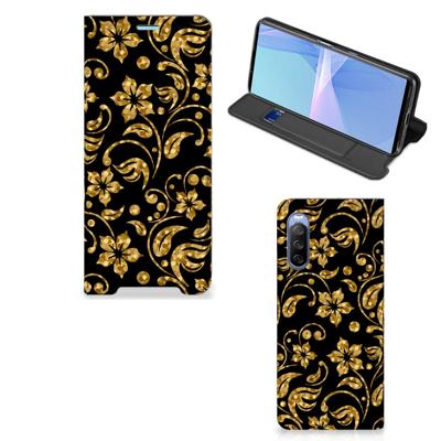 Sony Xperia 10 III Smart Cover Gouden Bloemen Sony Xperia 10 III Smart Cover Gouden Bloemen