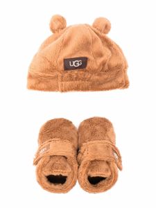 UGG Kids ensemble bottines-bonnet en fourrure artificielle - Marron