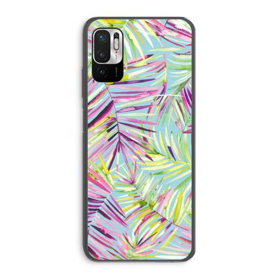Tropical Palms Blue: Xiaomi Redmi Note 10 5G Transparant Hoesje