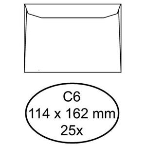 25 Witte gegomde enveloppen C6 114 x 162 mm