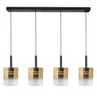 Highlight 4-lichts hanglampSalerno zwart met goud glas - H5427.36