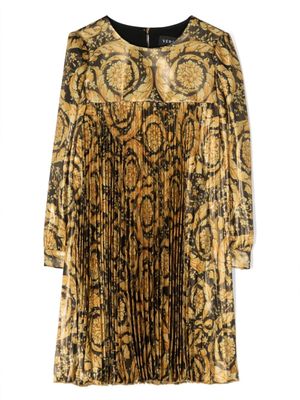 Versace Kids robe plissée à imprimé Barocco Kids - Noir