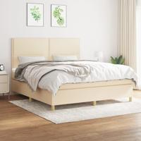 Boxspring met matras stof crèmekleurig 180x200 cm