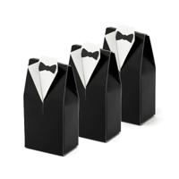 Cadeaudoosjes Bruidegom - Bruiloft bedankje - 40x stuks - zwart/wit - 7 x 9 cm