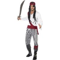 Zwart/wit piraten verkleedkleding voor heren 52-54 (L)  -