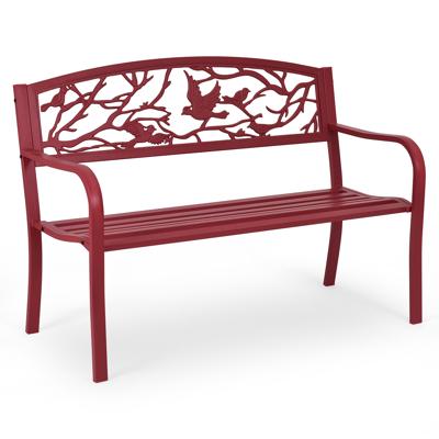 Tuinbank 3 Zits Parkbank IJzeren Bank met Rugleuning Rood 127 x 59,5 x 87,5 cm