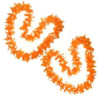 Pakket van 6x stuks oranje Hawaii krans slingers Pakket van 6x stuks oranje Hawaii krans slingers