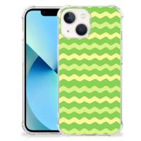 iPhone 13 mini Doorzichtige Silicone Hoesje Waves Green iPhone 13 mini Doorzichtige Silicone Hoesje Waves Green