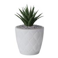 Form Plastic Plantenpot/bloempot New Age - kunststof - ivoor wit - D13 x H12 cm - met schotel - thumbnail