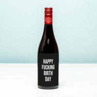 Wijnfles Happy fucking birthday - Rood (Merlot)