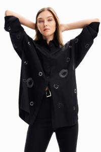 Oversized blouse met borduurwerk - BLACK - S/M